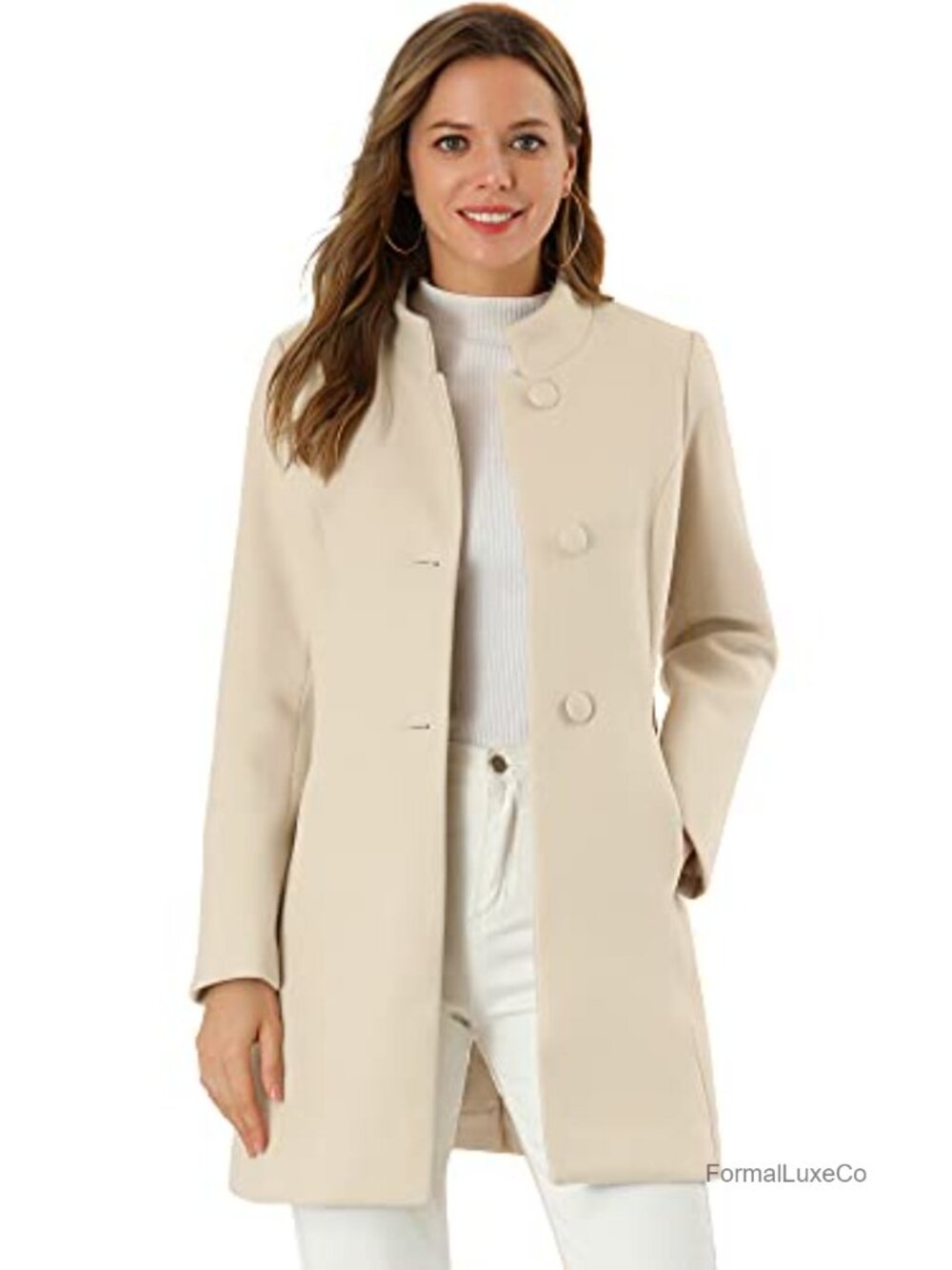 Winter Overcoat Mid-Long Stand Collar Single Breasted Coat